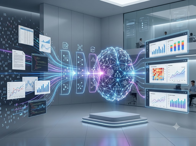 AI phân tích dữ liệu giúp phát hiện mẫu, dự báo và tạo insight