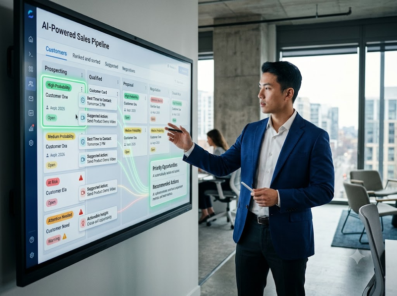 AI trong bán hàng hỗ trợ tìm khách, dự báo và tối ưu chuyển đổi