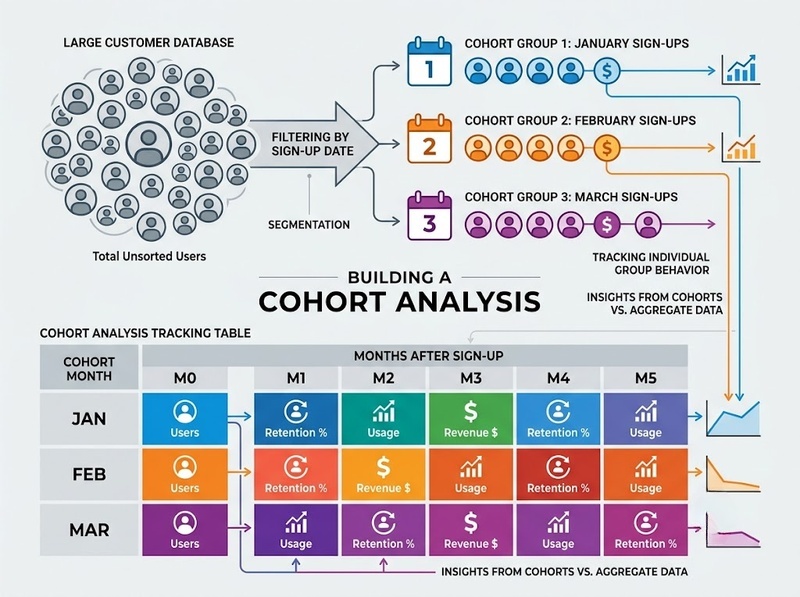 Cohort Analysis so sánh hành vi các nhóm khách hàng theo thời gian