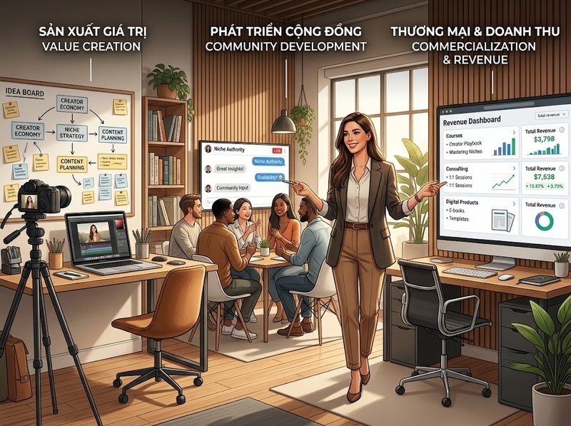 Creator Economy tạo thu nhập từ nội dung, cộng đồng và nền tảng số