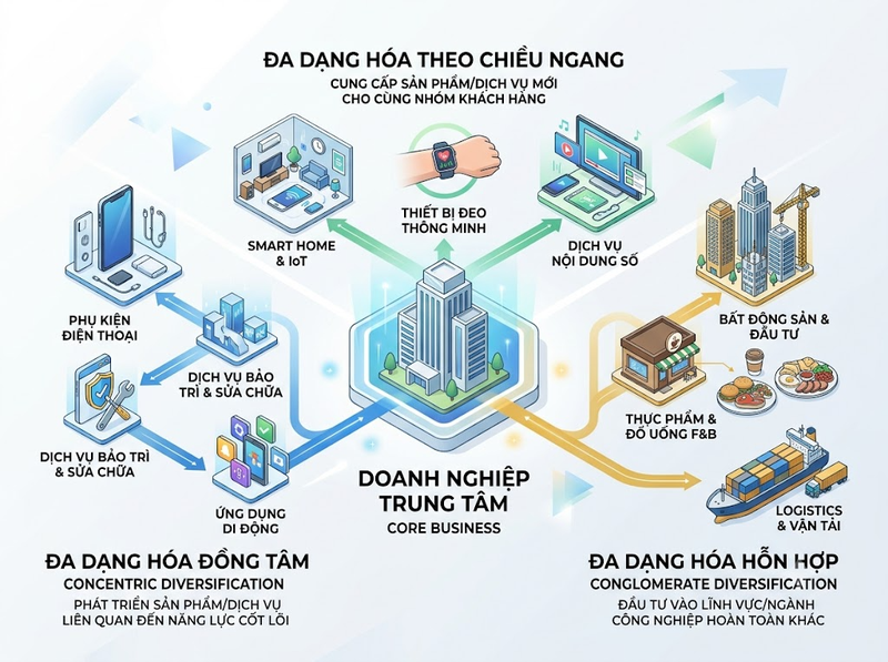 Đa dạng hóa kinh doanh giúp mở rộng nguồn thu và phân tán rủi ro