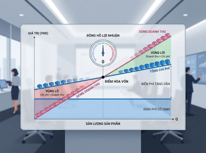 Hiểu điểm hòa vốn qua sản lượng, doanh thu và mức chi phí