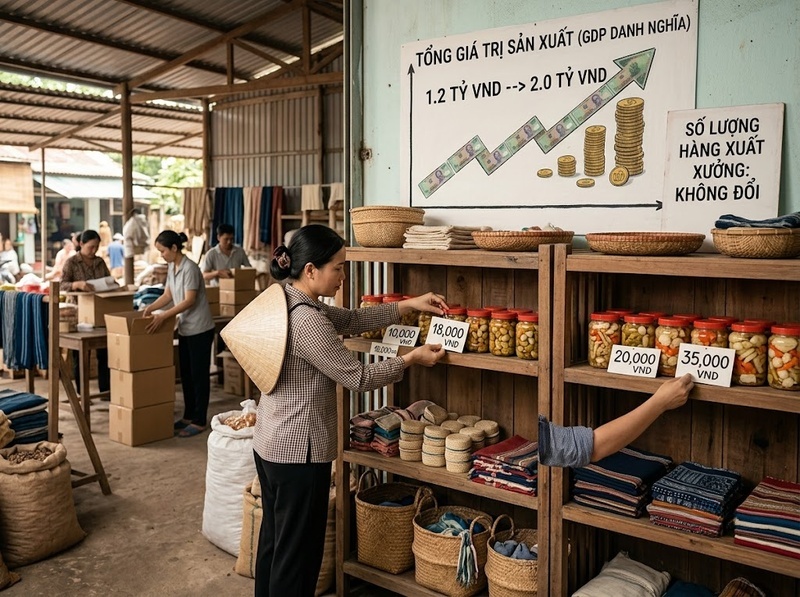 GDP danh nghĩa và GDP thực khác nhau do tác động giá cả ra sao?