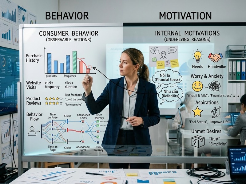 Khám phá insight khách hàng từ dữ liệu, động cơ và hành vi thực tế