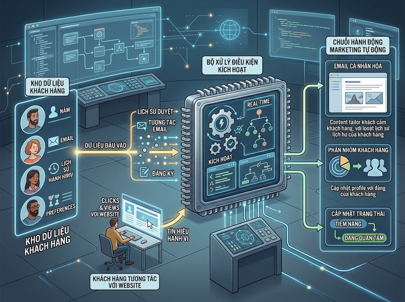 Marketing Automation kết nối dữ liệu, điều kiện kích hoạt và hành trình khách hàng