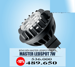 Đèn led chiếu điểm Master Spot 7-50W 2700K 12V MR16 36D Dim Philips