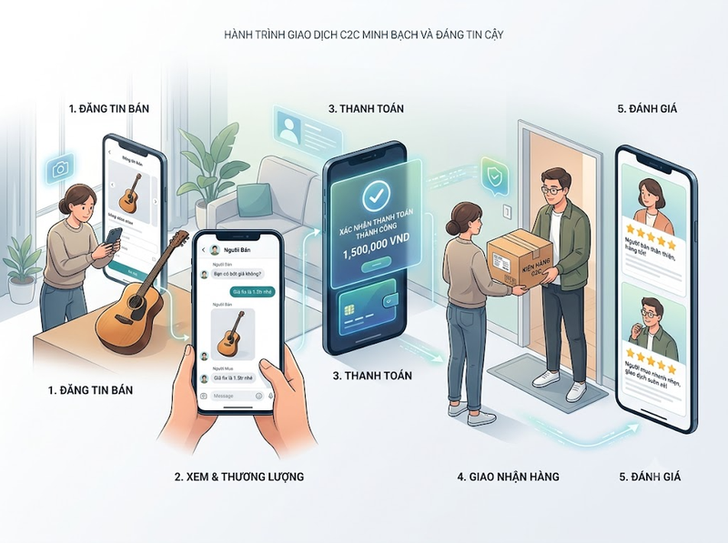 Cách mô hình kinh doanh C2C kết nối giao dịch giữa người dùng