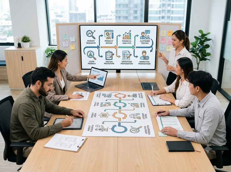Các bước trong quy trình khởi nghiệp và mục tiêu từng giai đoạn