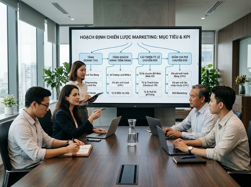 Các bước trong quy trình Marketing Analytics và mục tiêu từng giai đoạn