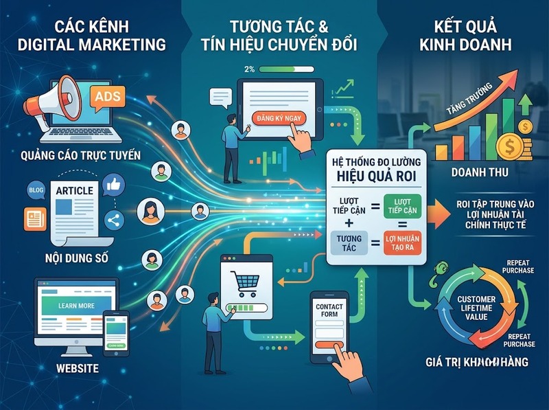 ROI Digital Marketing phản ánh lợi nhuận tạo ra từ chi phí đầu tư