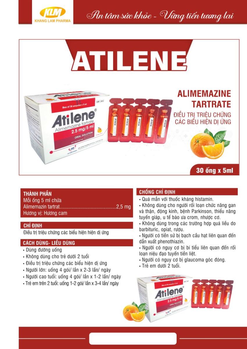 Công dụng thuốc ho Atilene