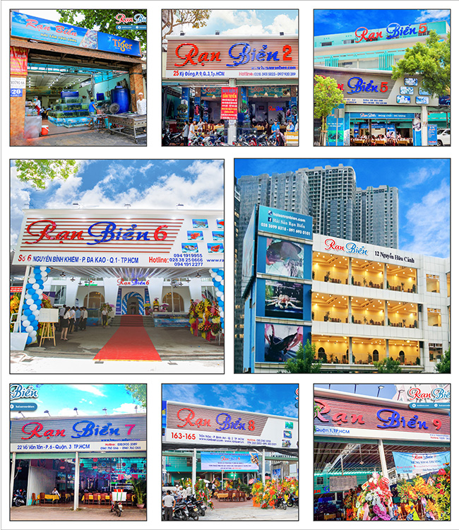 Địa chỉ các chi nhánh Nhà hàng Rạn Biển