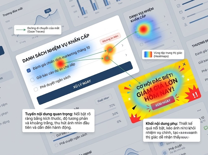 Giao diện UI định hướng chú ý, thao tác và quyết định của người dùng