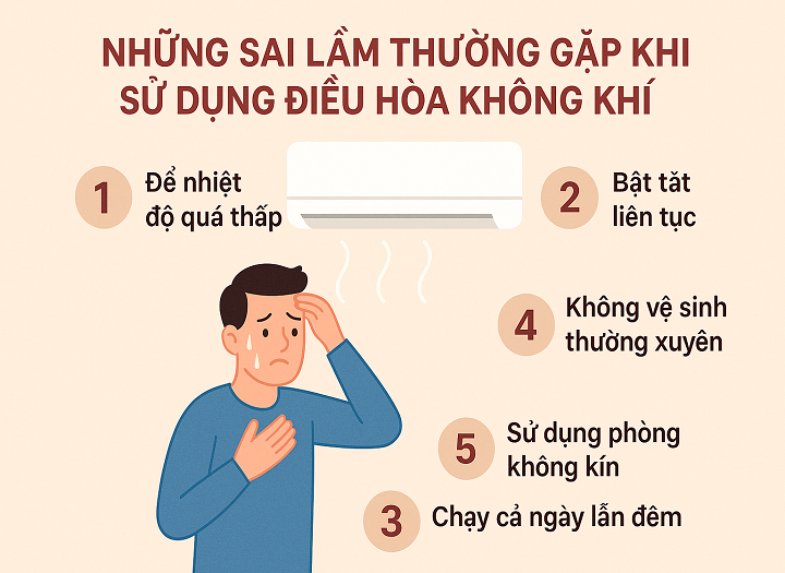 sai lầm khi dùng điều hòa ban ngày